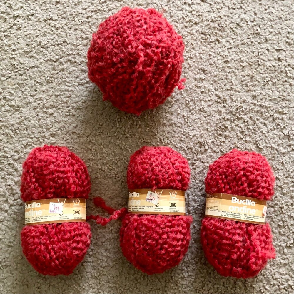 Vintage Ondine for Bucilla Yarn Red Wool Blend NWT Lot of 4